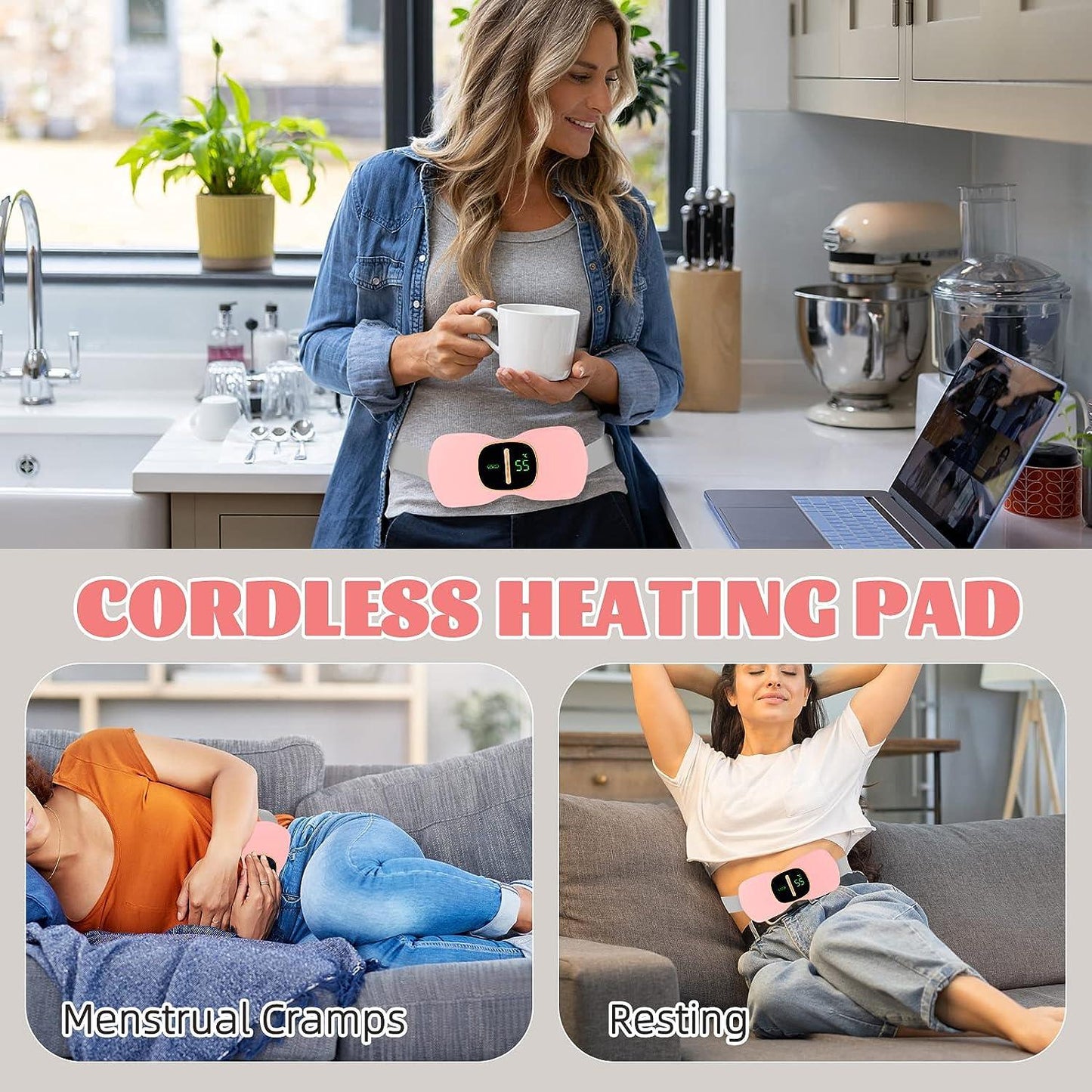 BlushMint Portable Cordless Heating Pad - Menstrual Heating Pad