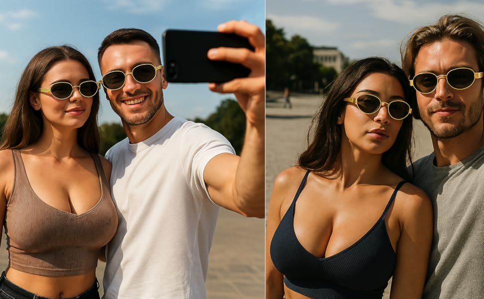 Gold Oval Sunglasses - Inspired by Celine