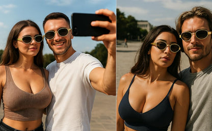 Gold Oval Sunglasses - Inspired by Celine