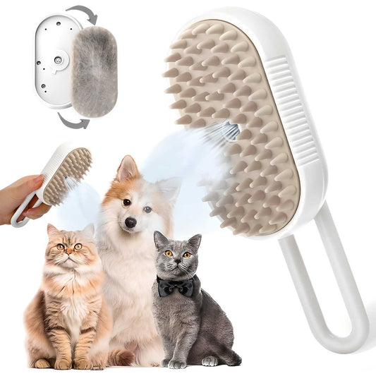 Steam-Infused Pet Grooming Brush, USB Rechargeable Steam Pet Brush.