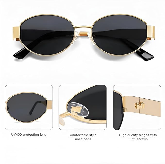 Gold Oval Sunglasses - Inspired by Celine