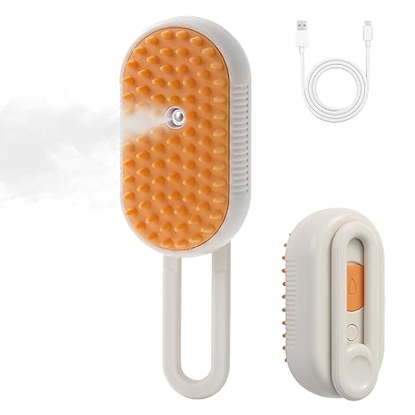 BlushMint Steam-Infused Pet Grooming Brush, USB Rechargeable Steam Pet Brush.