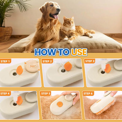 BlushMint Steam-Infused Pet Grooming Brush, USB Rechargeable Steam Pet Brush.